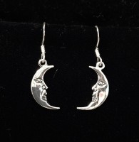 Crescent Moon Dangle Earrings Sterling Silver