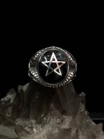 Pentagram Ring with Goat Horns Black