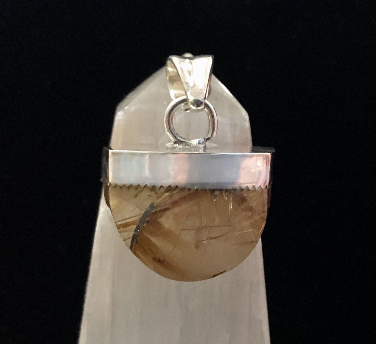 Rutilated Quartz Sterling Silver Medium Pendant - Click Image to Close